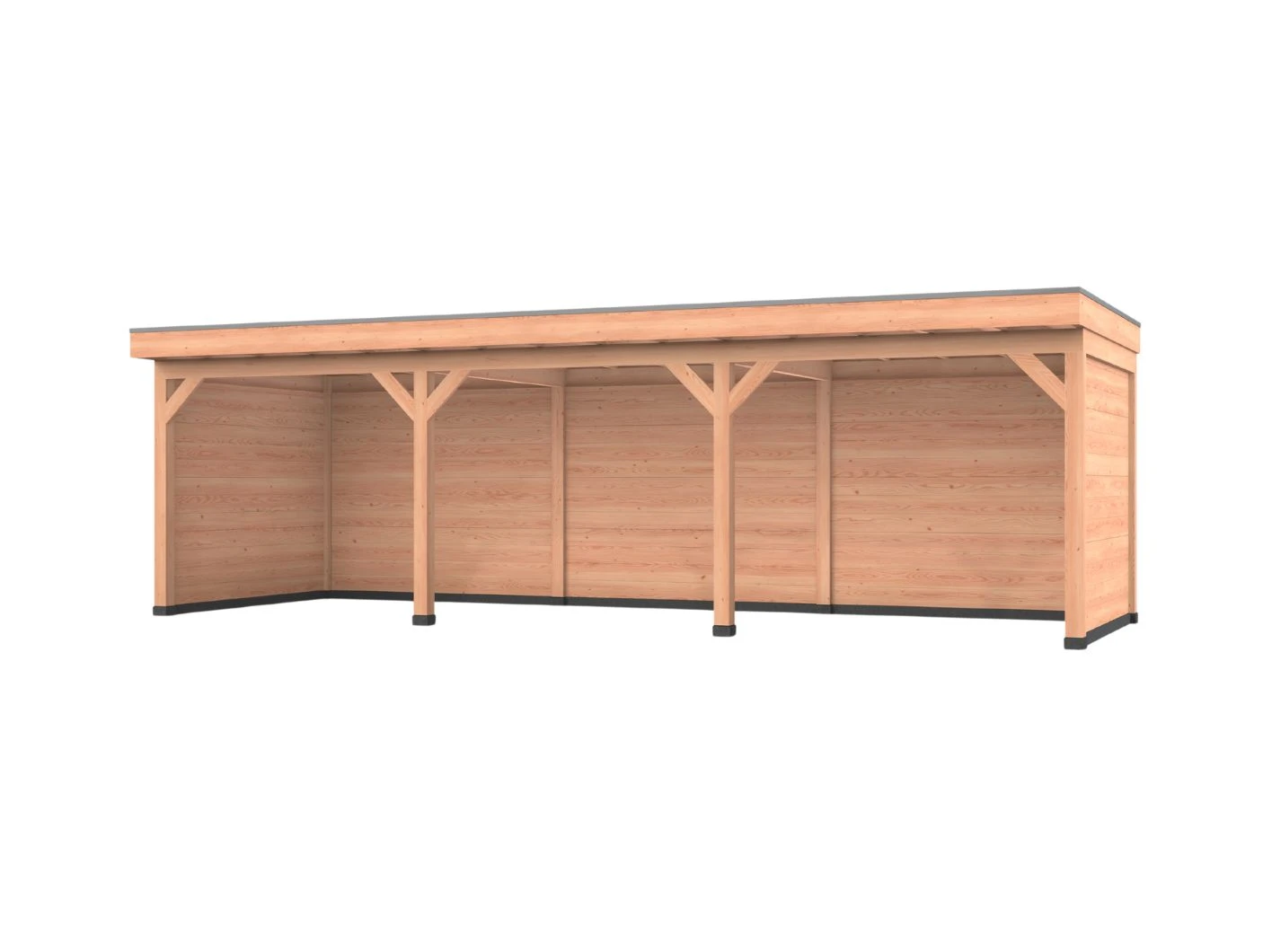 Douglas overkapping, 900 x 300, met zwarte achterwand en twee zijwanden, Westwood Comfort Green - Afbeelding 5